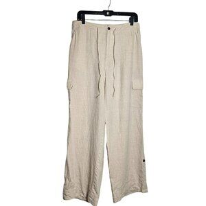 Havana Jacks Cafe Beige Linen Pants Women Size 8 Relaxed Fit Boho Neutral Beachy